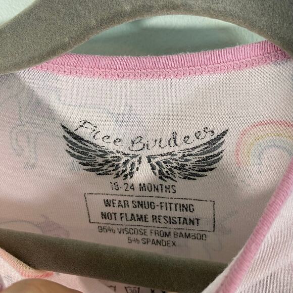 Free Birdees Pink Unicorn Full Zip Bamboo Footed Pajamas Size 18-24M - Picture 4 of 5